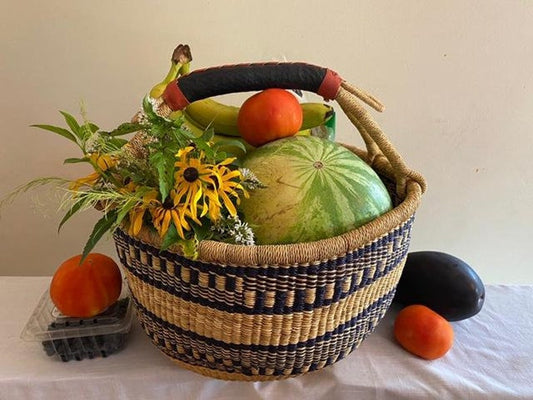 African market basket. Navy and Natural